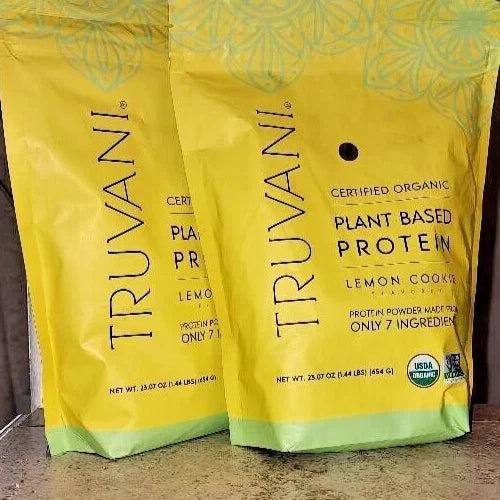 2 Pack! Lot of TWO Truvani Lemon Cookie Protein Powder 23.07oz 1.44lbs Ex 6/27