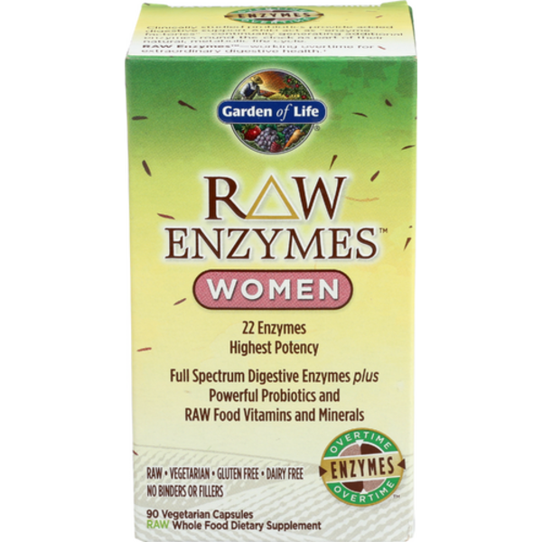 Box of Garden of Life Raw Enzymes for women on a white background
