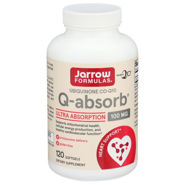 Jarrow Formulas Q-absorb supplement bottle on a white background
