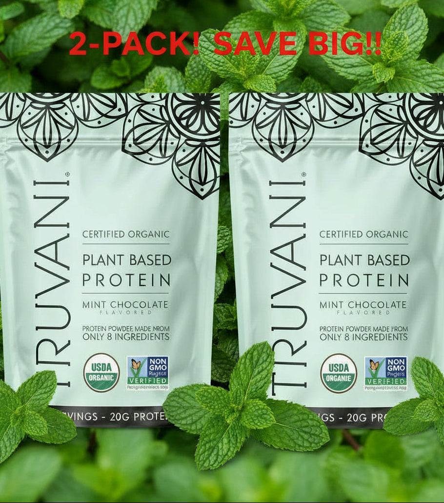 Two packages of Truvani plant-based protein powder on a white background with 'Sneak Peek!' text above.