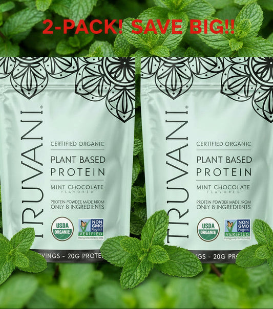 Two packages of Truvani plant-based protein powder on a white background with 'Sneak Peek!' text above.