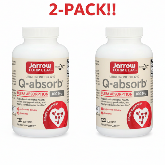 Two bottles of Jarrow Formulas Q-Sorb CoQ10, 120 softgels each, displayed as a 2-Pack Value Bundle (240 softgels total).