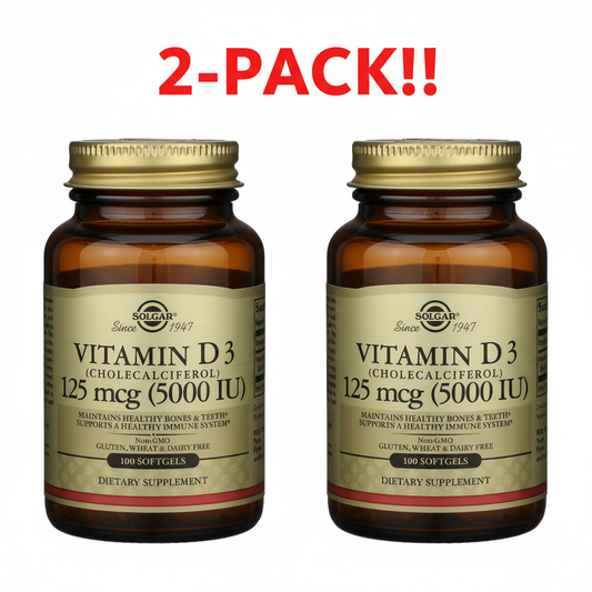Vitamin D3 supplement bottle with gold cap on a white background