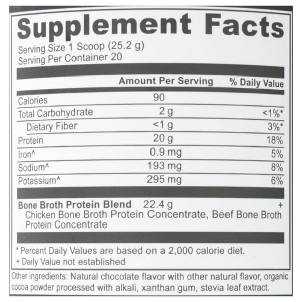 Supplement facts label for a protein blend product