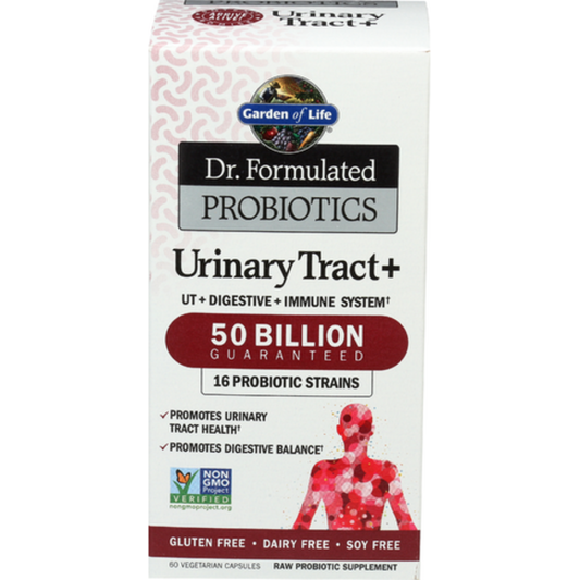 Box of Garden of Life Dr. Formulated Probiotics Urinary Tract+ on a white background