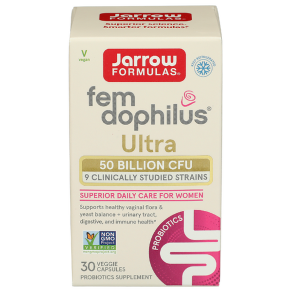 Jarrow Formulas fem dophilus Ultra supplement box on a white background