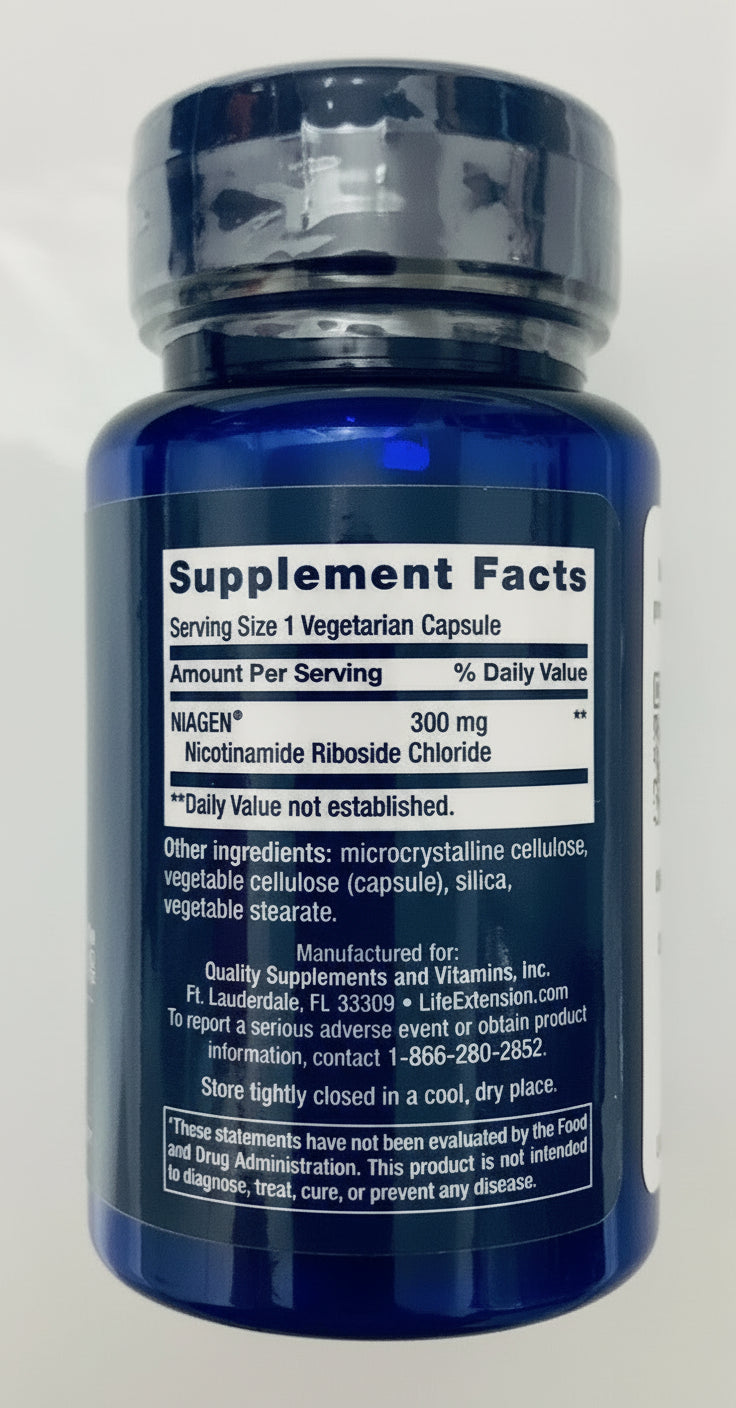 Blue supplement bottle with 'Supplement Facts' label on a white background