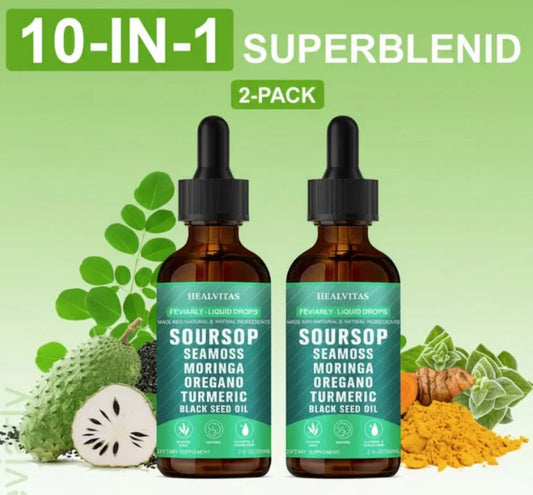 Soursop Graviola Liquid Drops – Vitamin C, Antioxidant (2 Pack) Peaceful Pleasures