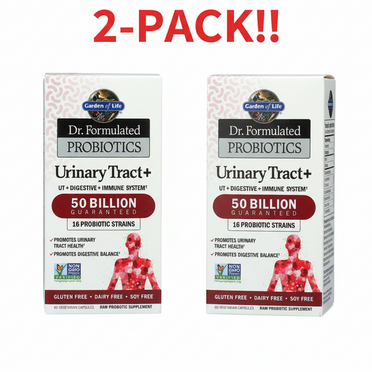 Two boxes of Garden of Life Dr. Formulated Probiotics Urinary Tract+ on a white background.