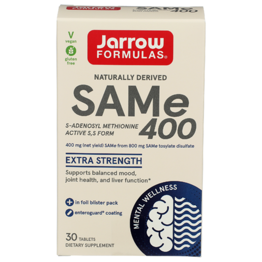 Jarrow Formulas SAMe 400 supplement packaging on a white background