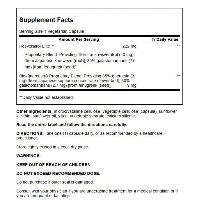 Supplement facts label for a product with detailed ingredient information and directions.