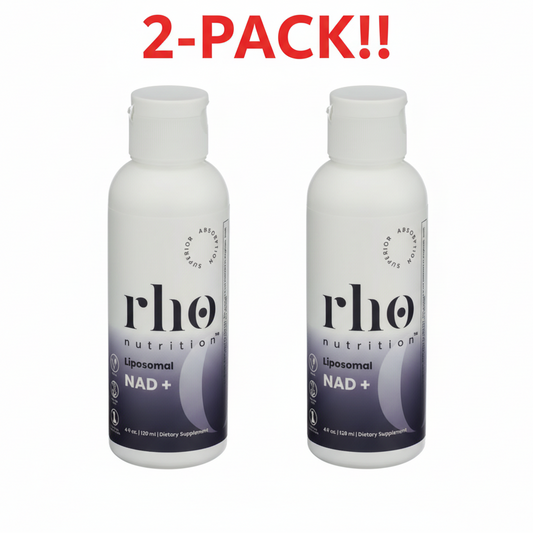 Rho Nutrition Liposomal NAD+ Liquid 4 fluid ounce two-pack bundle with droppers