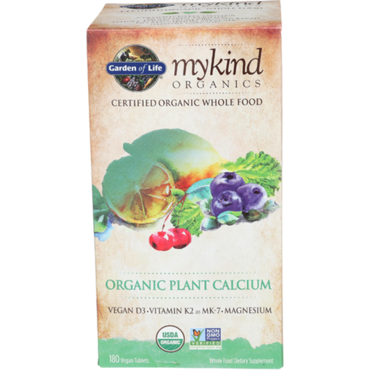Garden of Life mykind Organics Organic Plant Calcium supplement box on a white background